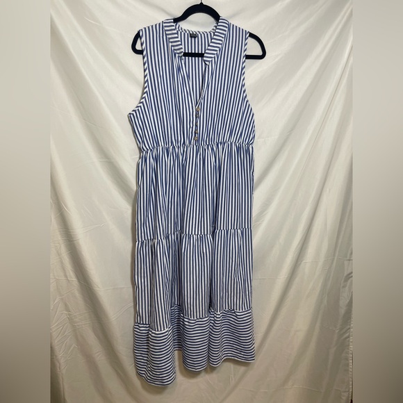 Nautical Blue and White Striped Maxi Dress - Picture 1 of 6